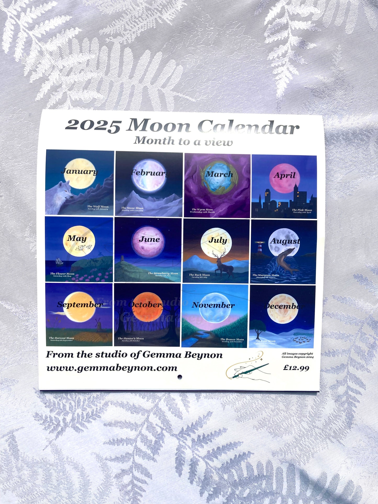 CLEARANCE SALE ! 2025 12" Square Moon Calendar