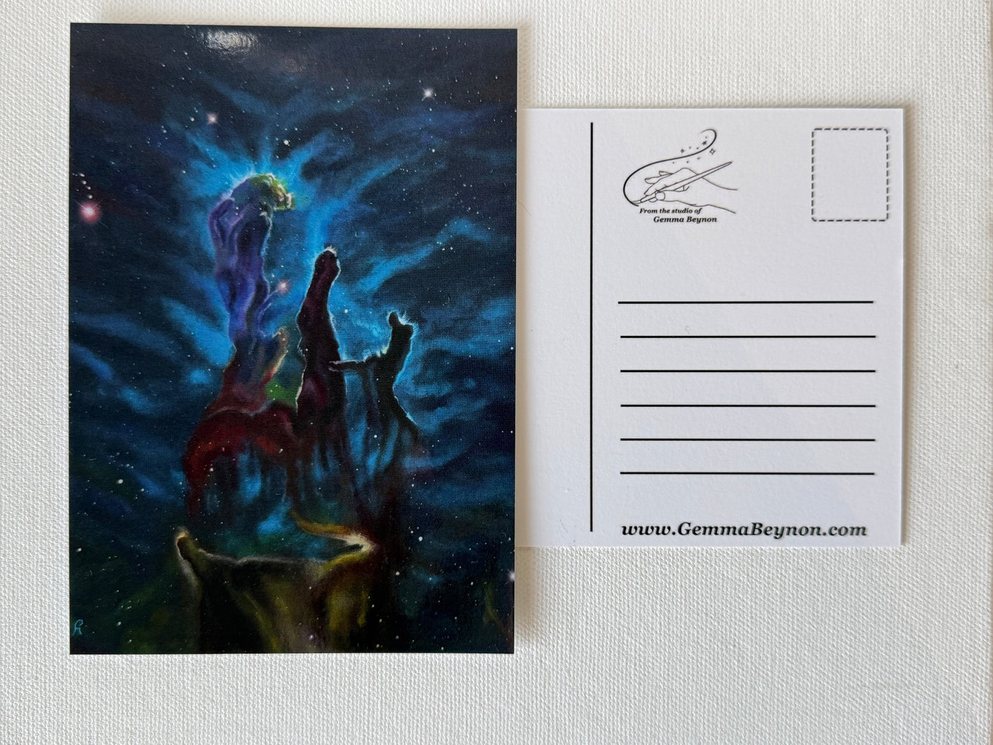Glossy A6 postcard of Pillars of Creation Painting by Gemma Beynon